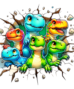 Dinos Crash Thru Brick Wall