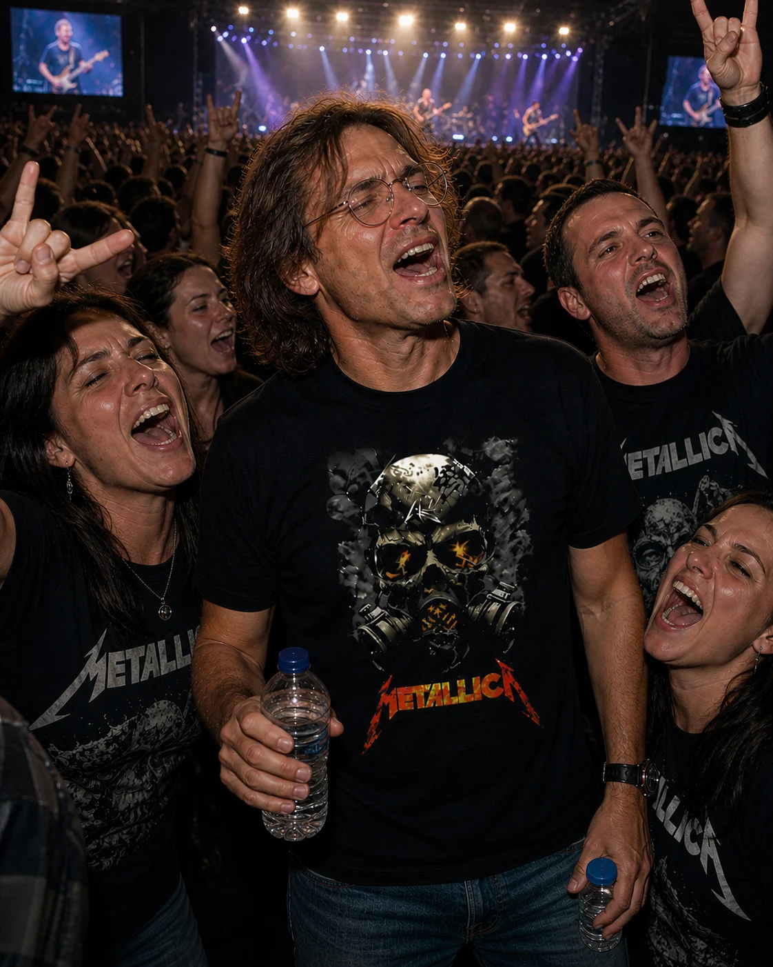 Black Metallica T-Shirt with a skull wearing gas mask. The words Metallica are in red at the bottom of the image.