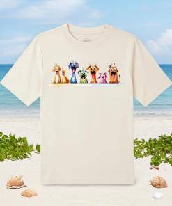 Whimsical Dogs Sitting Together T-Shirt for Kids (Ages 4-5) – Cute Sand Color Tee for Boys & Girls