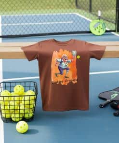 Funny Grandpa Pickleball T-Shirt! This hilarious tee features an artistic impression of an elderly man adding a humorous touch to your favorite sport.