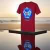 Sonic the hedgehog on a red shirt over pool of water. Shirt is reflecting in the water.