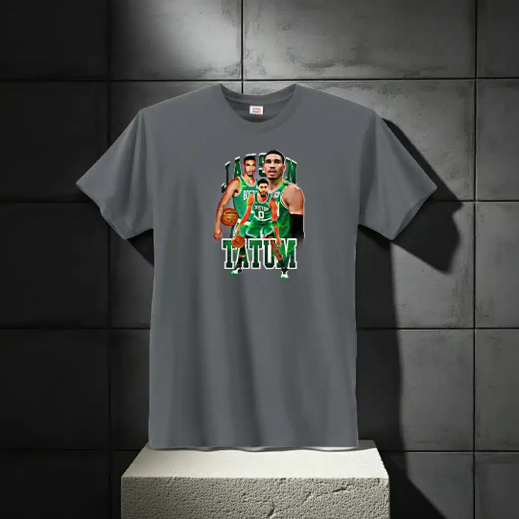 Gray t-shirt with Jayson Tatum Boston Celtics NBA design
